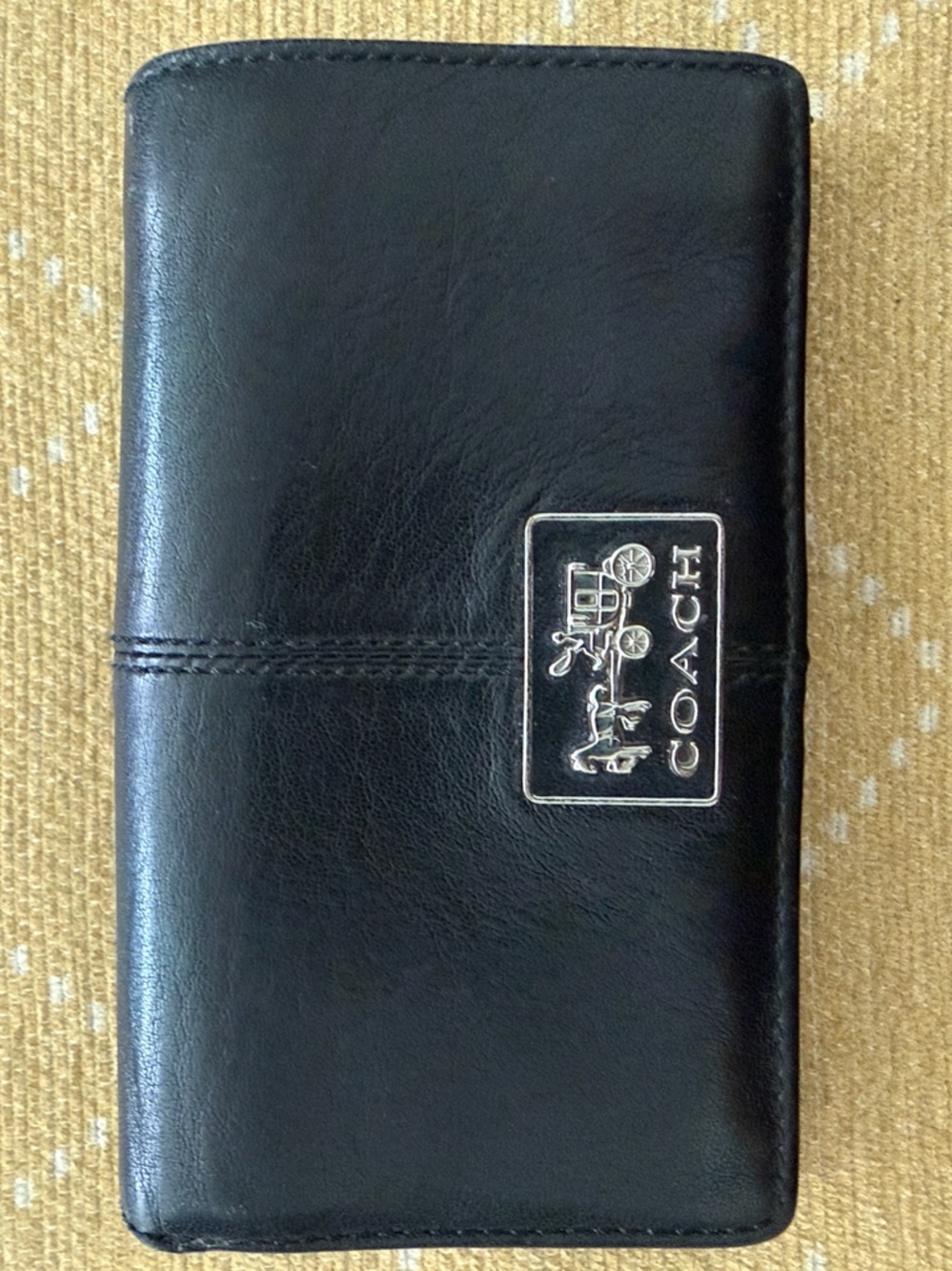 Coach Vintage  Black Leather Mia Wallet with Silver Logo Plaque - Picture 2 of 7